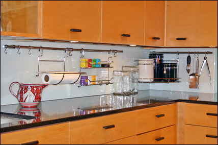 Backpainted kitchen backsplash for a residence in Washington, DC.
